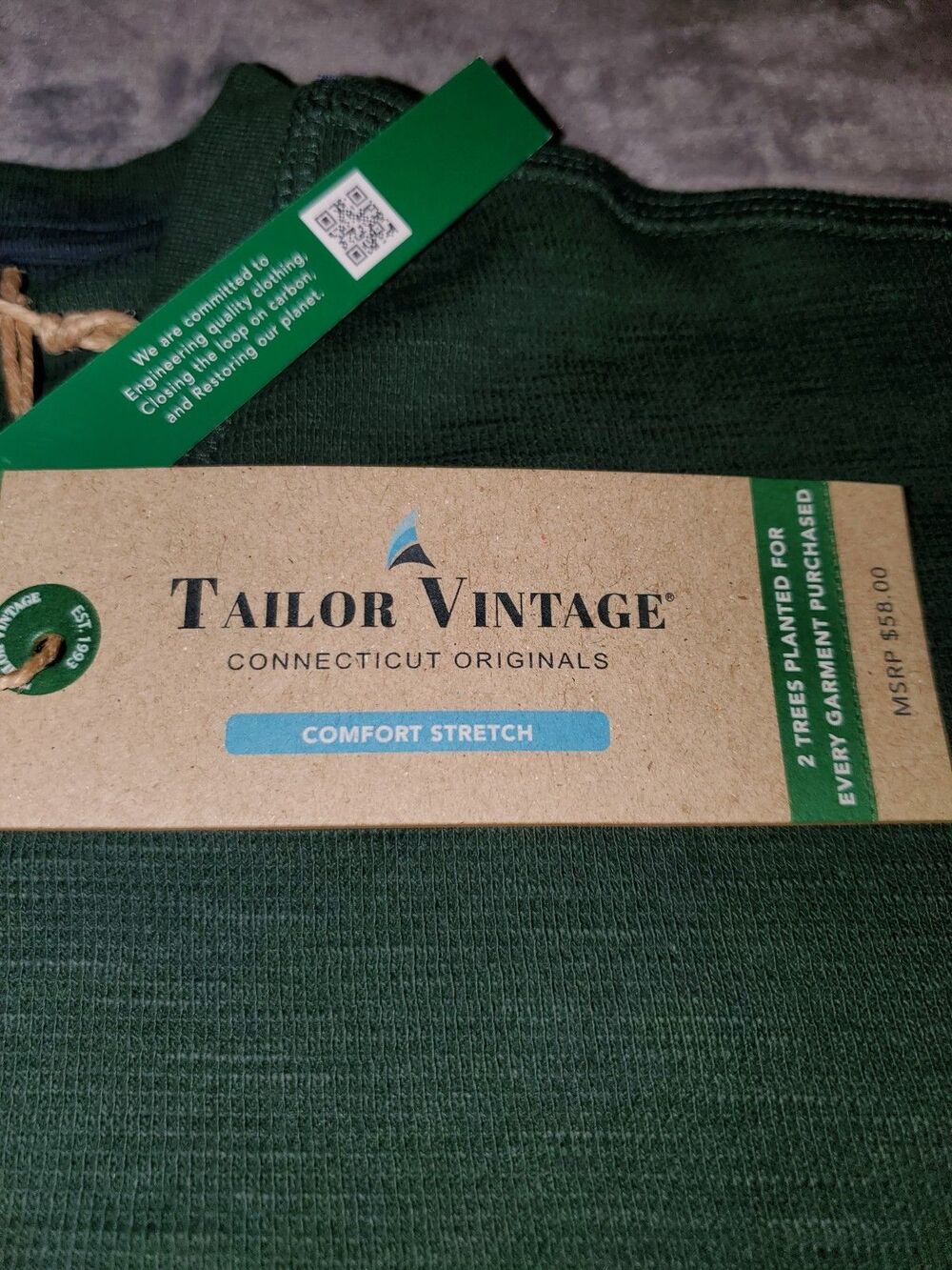 Men's Taylor Vintage Long Sleeve Shirt Crew Neck Green Scarab XXL NWT - Picture 7 of 16